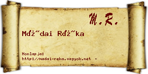 Mádai Réka névjegykártya